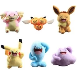 Lachende Pokemon Stoftiere (Pikachu, Eevee, Wobbuffet, Ditto, Audino, Combee)