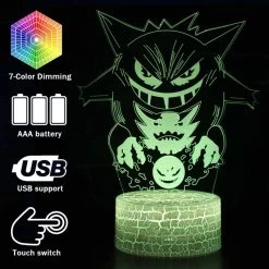 Gengar Nachttischlampe Mit Magischen Farbwechsel Und 3D Pokemon Lampe -Pokémon Spielzeug Geschäft product image 1190187549