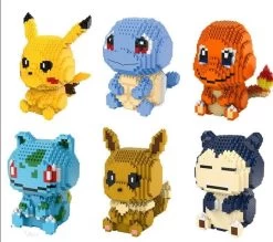 Pikachu, Glumanda, Schiggy, Relaxo Oder Evoli Bausteine Set Pokemon