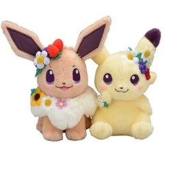 Pikachu Oder Evoli Niedliche Kuschel Pokemon (ca. 18cm) Blumen Edition
