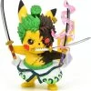 Pikachu Anime Kawaii Cosplay Roronoa Zoro Pokemon Figur (ca. 10cm)