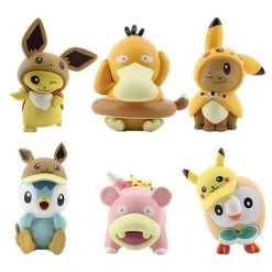 Evoli Eevee, Pikachu, Enton Etc. Cosplay Figuren - 6 Stk. Om Set