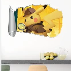 3D Detektiv Pikachu Wand Sticker (60cm*40cm) -Pokémon Spielzeug Geschäft product image 954790783